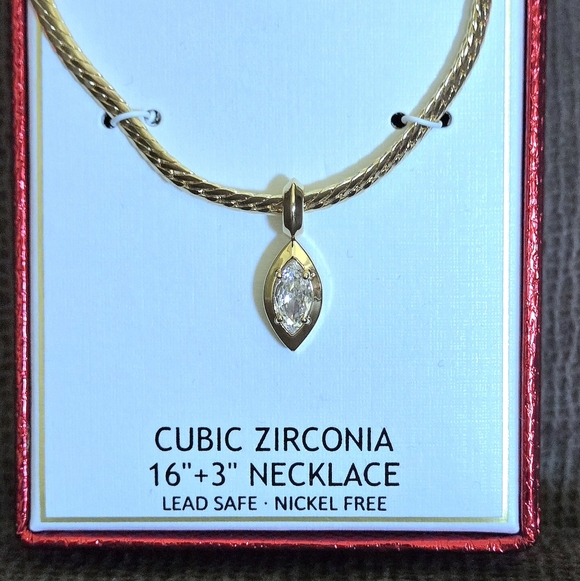 House🏠 of Harlow 1960 Marquise Cubic Zirconia💎 Pendant Necklace - NIB